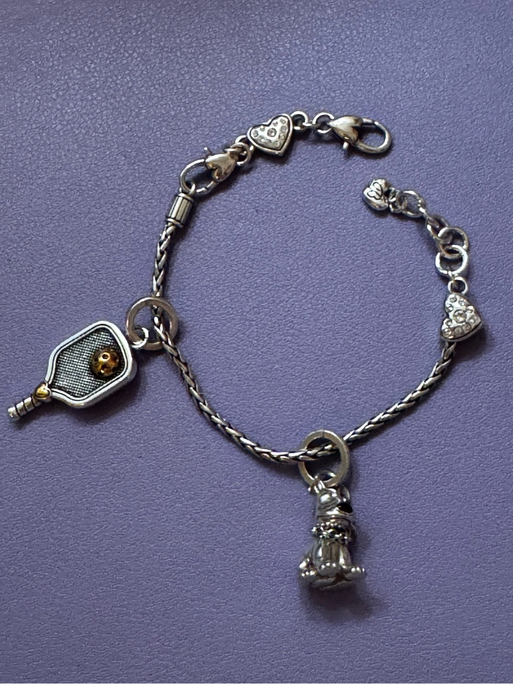 💕Brighton Heart Slide Charm Chain Bracelet with Pickle Ball and Archie Dog Charm